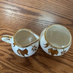 Vintage Sandland ware, Stratfordshire England, creamer and sugar in gold tone